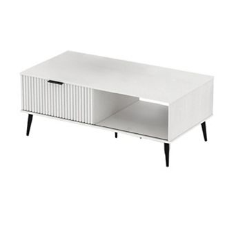 41.34 in 2 tier Modern Coffee Table, Wooden Rectangle Coffee Table