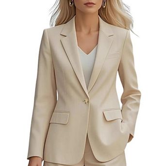 Womens Casual Blazers Open Front Business Suit Jacket Long Sleeve Button Work Office Blazer