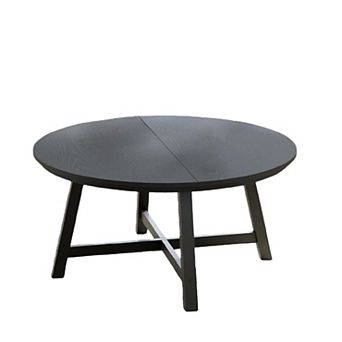 36 Inch Round Coffee Table with Industrial Wood Grain, Large Center Table