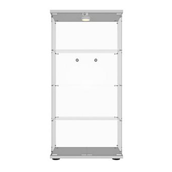 4 tier Display Cabinet with Glass Doors, Cabinet Display, 3-Color Lights for Collectibles, Wine