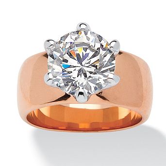 PalmBeach Jewelry 4 TCW Round Cubic Zirconia Solitaire Ring in Rose Gold-Plated