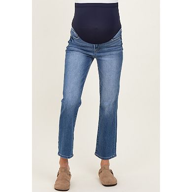 Maternity Medium Wash Ankle Straight Leg Maternity Jeans