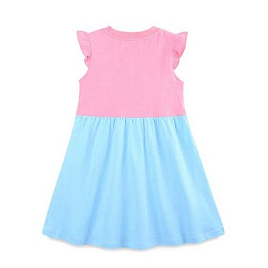 Cute Unicorn Cartoon Pattern Fly Sleeves Dress