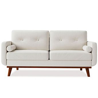 ANIXOL Mid-Century Modern Loveseat with Wooden Legs & Button Tufting