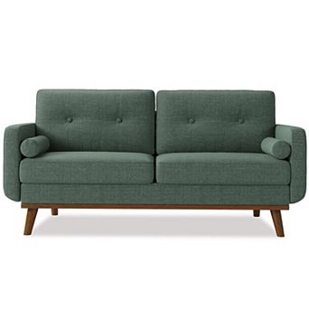 ANIXOL Mid-Century Modern Loveseat with Wooden Legs & Button Tufting