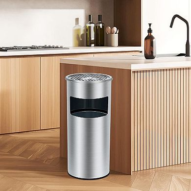 4.5 gal Outdoor Trash Can, Stainless Steel Commercial Garbage Can with Removable Inner Bucket