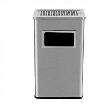 8 Gal Trash Can, Outdoor Commercial Waste Container Square ,Stainless Steel Garbage Can