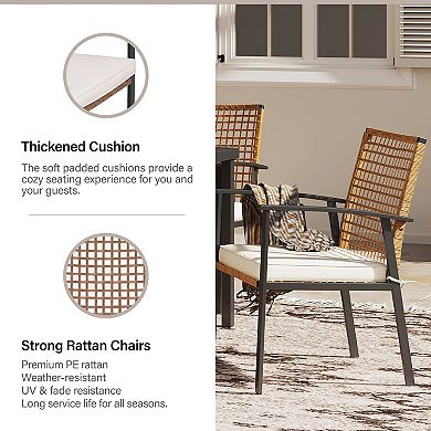 5 Pieces Outdoor Patio Dining Set Wicker Patio Furniture Set with Soft Cushion