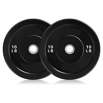 10-45LB Weight Plates Sets of 2, Premium Rubber Bumper Plates for Strength Training