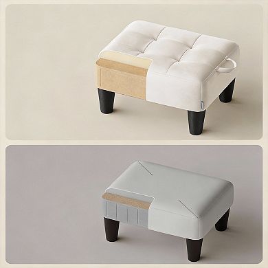 Velvet Footstool with Legs Thick Cushion Ottoman for Living Room Capacity: 330 Lb