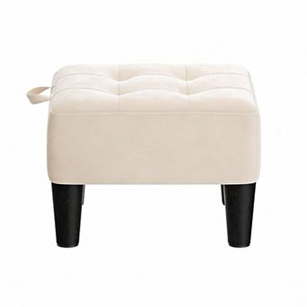 Velvet Footstool with Legs Thick Cushion Ottoman for Living Room Capacity: 330 Lb