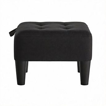 Velvet Footstool with Legs Thick Cushion Ottoman for Living Room Capacity: 330 Lb