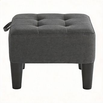 Velvet Footstool with Legs Thick Cushion Ottoman for Living Room Capacity: 330 Lb