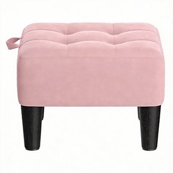 Velvet Footstool with Legs Thick Cushion Ottoman for Living Room Capacity: 330 Lb