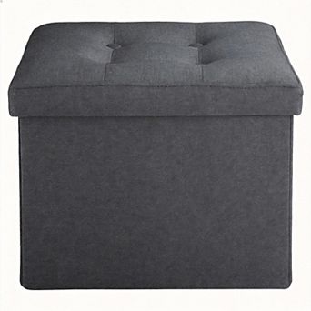 Velvet Storage Ottoman Folding Footrest Padded Seat 13 in