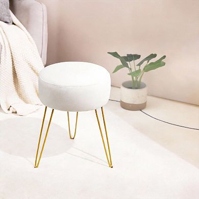 Velvet Round Vanity Stool Ottoman for Makeup Bathroom Bedroom 3 legs