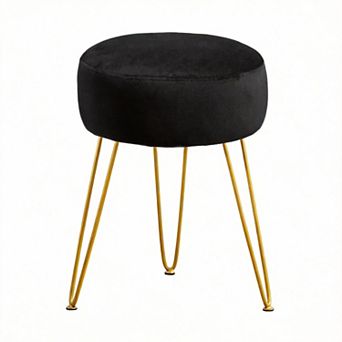 Velvet Round Vanity Stool Ottoman for Makeup Bathroom Bedroom 3 legs