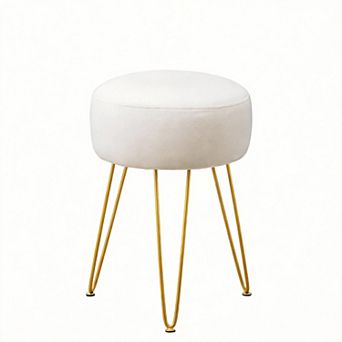 Velvet Round Vanity Stool Ottoman for Makeup Bathroom Bedroom 3 legs