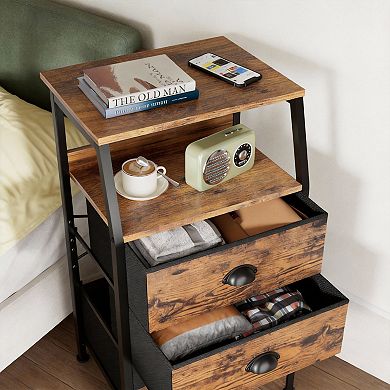 Tall Fabric Drawer Tower Steel Frame Wood Top Bedroom Organizer