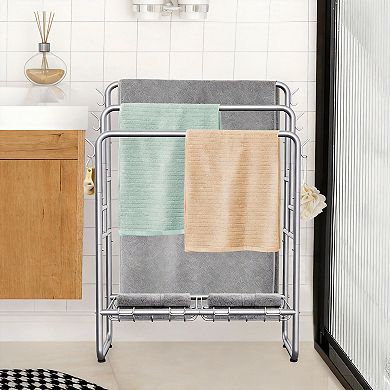 40" 3-Tier Towel Rack with Basket & Hook