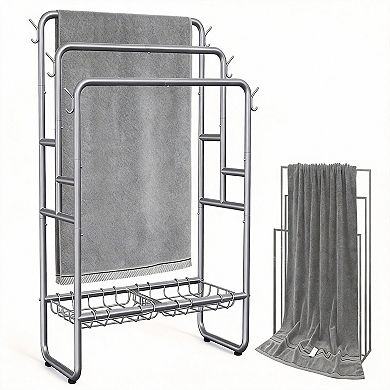 40" 3-Tier Towel Rack with Basket & Hook