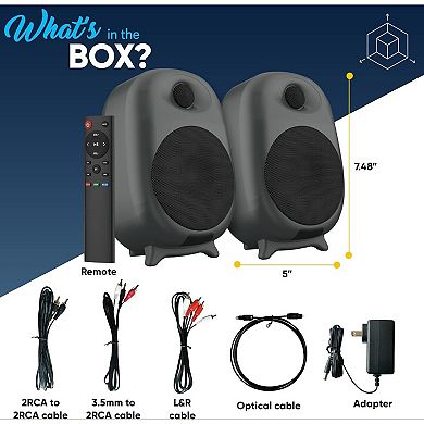 60W Bluetooth Bookshelf Monitor Speakers - Hi-Fi Sound, Optical RCA Input