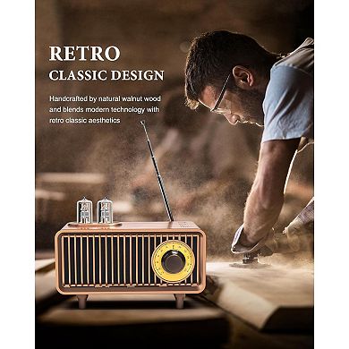 Compact Retro Bluetooth Speaker, Bluetooth 5.1 Wireless Connection
