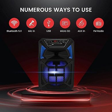 400W Bluetooth Karaoke PA Portable Speaker with 8" Subwoofer & 1" Tweeter, 200W RMS