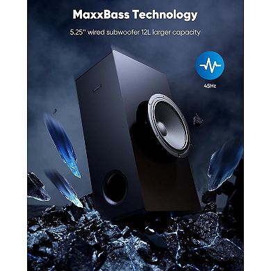 2.1-Channel Detachable Soundbar with Sub, USB, BT 5.4, ARC/AUX/Optical