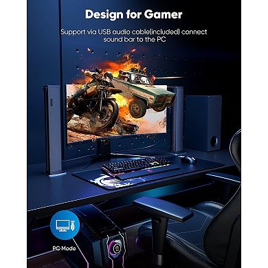 2.1-Channel Detachable Soundbar with Sub, USB, BT 5.4, ARC/AUX/Optical