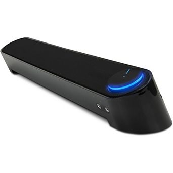 Sleek Low-Profile Soundbar - USB & Aux - Clear Stereo Sound - Shared Ports
