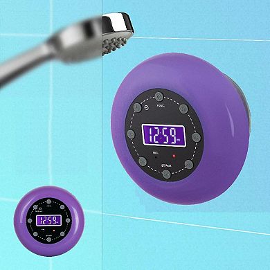 Shower Clock Radio, PLL FM Radio, Bluetooth with Hand-Free Function, LCD Display