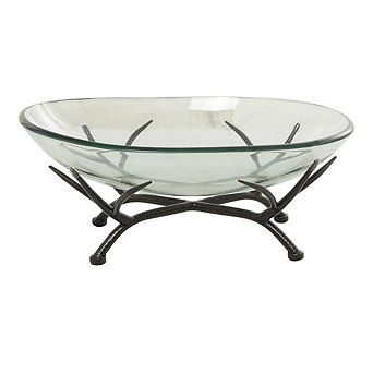 Elegant Glass Bowl With Metal Base