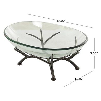 Elegant Glass Bowl With Metal Base
