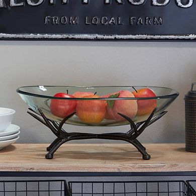 Elegant Glass Bowl With Metal Base