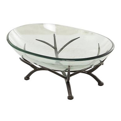 Elegant Glass Bowl With Metal Base