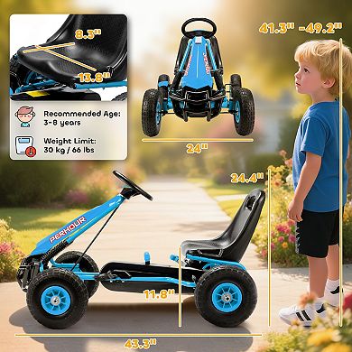 Qaba Go Kart for Kids, Pedal Go Cart with Adjustable Seat, EVA Wheels