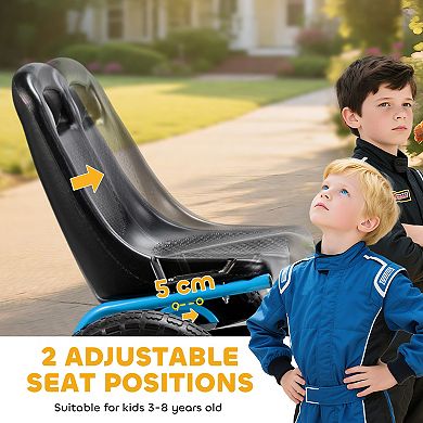 Qaba Go Kart for Kids, Pedal Go Cart with Adjustable Seat, EVA Wheels