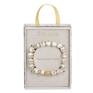 City Luxe Gold Tone 2-Piece Heart Bead & Polished Bracelet Set