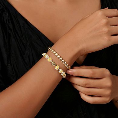 City Luxe Gold Tone 2-Piece Yellow Bead & Heart Bracelet Set