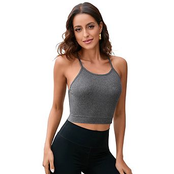 Women Halter Neck Crop Shirt Sleeveless Tank Top