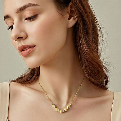 City Luxe Gold Tone Hand Painted Ceramic Yellow & Polished Bead Necklace