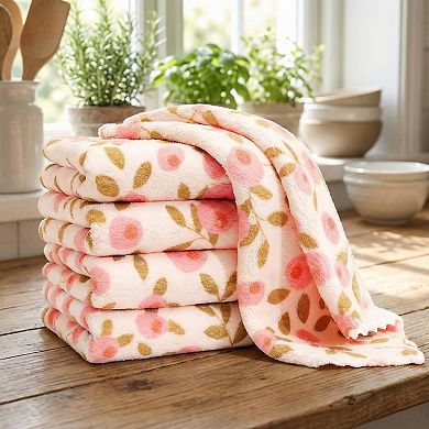5-PC Printed Microfiber Cleaning Towels Reusable Absorbent Kitchen and Household Wiping Cloths Set