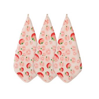 Fruit Pattern Kitchen Towels 3 pc Set Soft Absorbent Lightweight Dish Towels