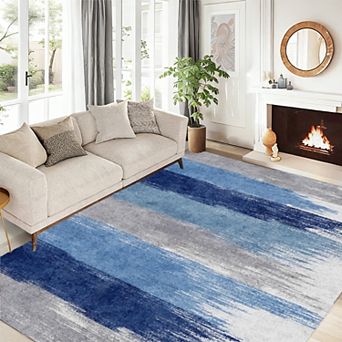 Abstract Area Rugs Washable Indoor Rug with Anti-Slip Backing Low Pile Modern Rug for Bedroom