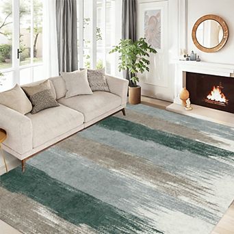 Abstract Area Rugs Washable Indoor Rug with Anti-Slip Backing Low Pile Modern Rug for Bedroom