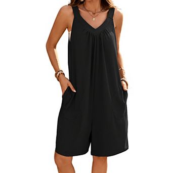 Women's Sleeveless Romper Summer Casual Loungewear Short Jumpsuit Relaxed Fit Lounge Outfit