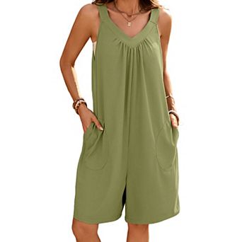 Women's Sleeveless Romper Summer Casual Loungewear Short Jumpsuit Relaxed Fit Lounge Outfit