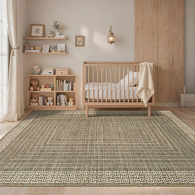 Area Rugs, Washable Rugs for Living Room, Vintage Boho, Durable Low Pile Non-Slip Area Rug