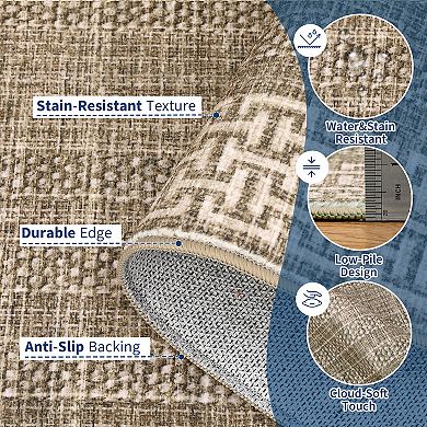 Area Rugs, Washable Rugs for Living Room, Vintage Boho, Durable Low Pile Non-Slip Area Rug